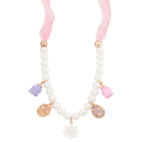 Betsey Johnson Elegant Pearl Choker Necklace with Spring/Easter Charms - Picture 2 of 5